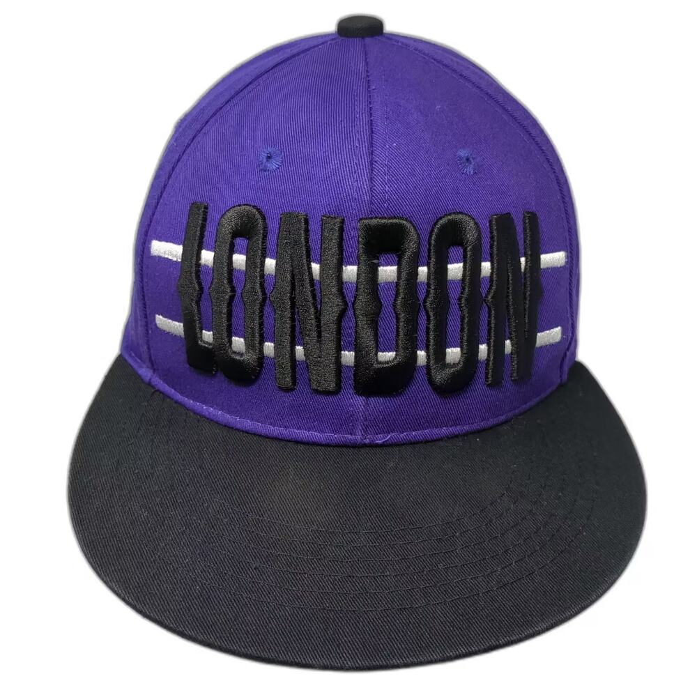 Trill London Snapback Hat Purple Black One Size Embroidered Cotton Flat Brim